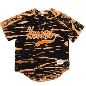 Hooters Logo Acid Tie Dye Oversized Vintage Baseball Jersey Womens Size Large